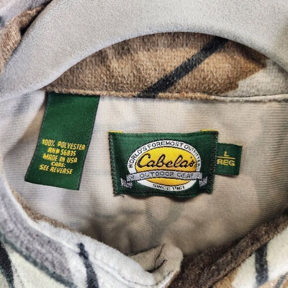Vintage Cabelas Shirt Mens L Predator Camo Chamois Fleece Hunting Spooky 90s Vtg - Picture 9 of 12
